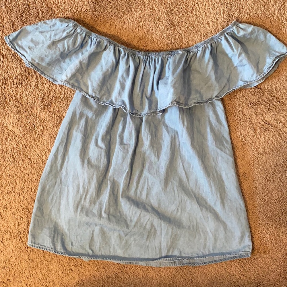 Blue Denim Off the Shoulder Top
